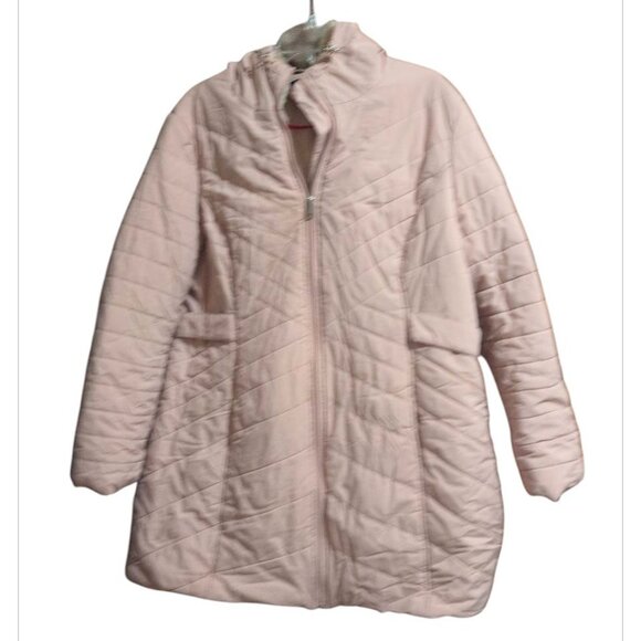 Vintage Novelti Coat Pink Quilted Faux Fur Hooded Full Zip Up Jacket with Pocket - Picture 1 of 7